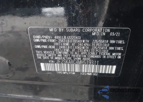 2021 Subaru Forester Sport from USA, damaged, VIN JF2SKARC4MH519311